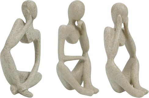 SIMON'S SHOP Thinker Figurines Set of 3, Modern Abstract Minimalist Home Decor Sculptures, 5″ Tall Freestanding Art Pieces for Shelf, Table, Office or Gift in Kuwait