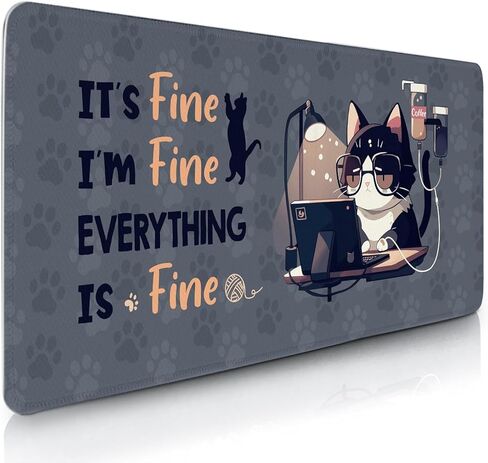 Cat Gaming Mouse Pad Large, Japanese Koi Fish Mousepads Oversized, Computer Keyboard Desk with Non-Slip Base Stitched Edge, Serene Pond Playmat, for Home Office Gift for Christmas 11.8"x 31.4"XL in Saudi Arabia