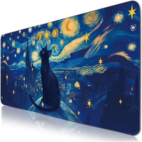 Cat Gaming Mouse Pad Large, Japanese Koi Fish Mousepads Oversized, Computer Keyboard Desk with Non-Slip Base Stitched Edge, Serene Pond Playmat, for Home Office Gift for Christmas 11.8"x 31.4"XL in Saudi Arabia