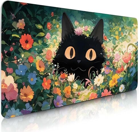 Cat Gaming Mouse Pad Large, Japanese Koi Fish Mousepads Oversized, Computer Keyboard Desk with Non-Slip Base Stitched Edge, Serene Pond Playmat, for Home Office Gift for Christmas 11.8"x 31.4"XL in Saudi Arabia