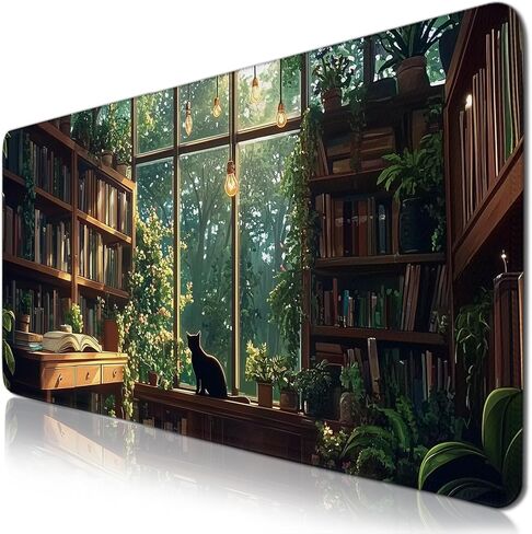 Cat Gaming Mouse Pad Large, Japanese Koi Fish Mousepads Oversized, Computer Keyboard Desk with Non-Slip Base Stitched Edge, Serene Pond Playmat, for Home Office Gift for Christmas 11.8"x 31.4"XL in Saudi Arabia