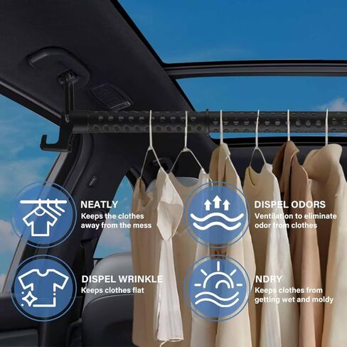 Car Clothes Hanger Bar Heavy Duty, Clothing Racks for Hanging Clothes in Car Telescoping 34-54inch Car Clothes Rack Suitable for Cars Trucks SUVs. (34-50inch) in Saudi Arabia