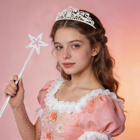 مجموعة إكسسوارات زي الأميرة Ondder للنساء من عصا التاج والنجمة السحرية وقفازات مقطوعة من حجر الراين، مناسبة لحفلات أعياد الميلاد، والحفلات التنكرية، وأعياد الميلاد، وأداء المسرح in Kuwait
