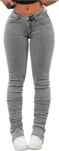 SOLY HUX Women's Skinny Jeans Low Waist Stretchy Bootcut Long Denim Pants with Pocket in Saudi Arabia