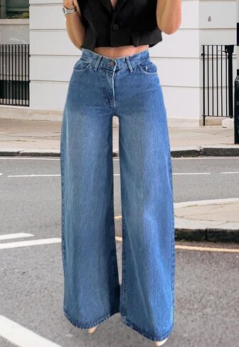 CutieLove Women's Straight Leg Jeans High Waist Wide Leg Baggy Jeans Stretchy Denim Pants Jean in Saudi Arabia