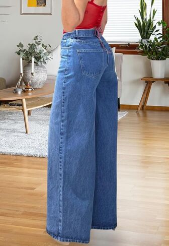 CutieLove Women's Straight Leg Jeans High Waist Wide Leg Baggy Jeans Stretchy Denim Pants Jean in Saudi Arabia