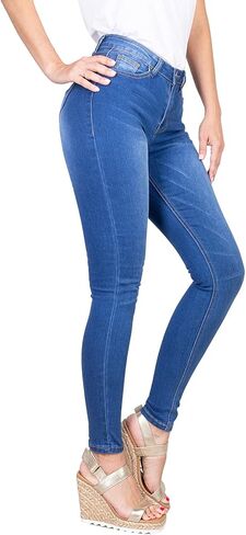 2LUV Women's Solid Stretchy 5 Pocket Skinny Jeans Back to School Junior Clothing Apparel Dark Denim 3 in Kuwait