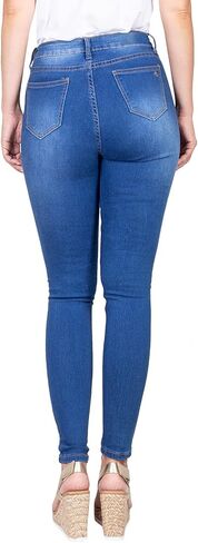 2LUV Women's Solid Stretchy 5 Pocket Skinny Jeans Back to School Junior Clothing Apparel Dark Denim 3 in Kuwait