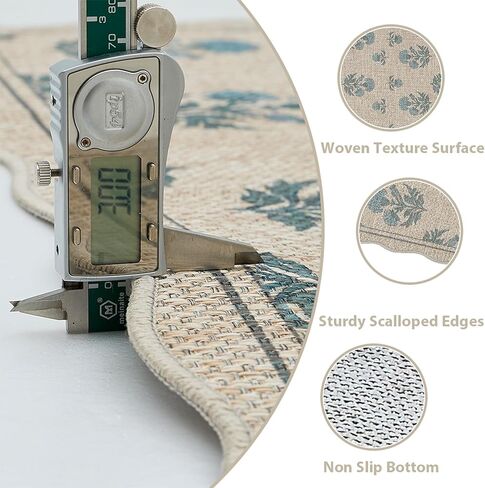 سجادة أورتيجا صدفية سهلة الجوت مقاس 3 × 5 سجادة عتيقة باللون الأزرق الزهري للمزرعة قابلة للغسل سجادة مضادة للانزلاق للاستخدام الداخلي والخارجي لغرفة المعيشة وغرفة النوم والمطبخ ومدخل الفناء in Kuwait