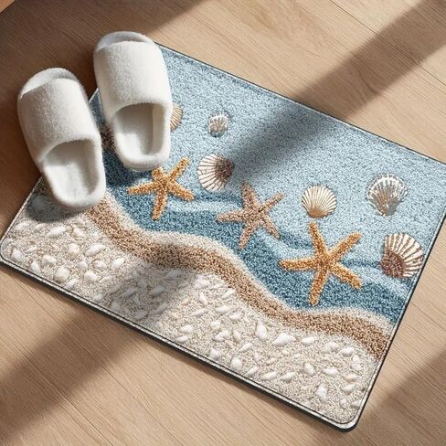 Coastal Starfish Bath Mat, Non-Slip Soft Floor Mat for Bathroom & Bedroom, Beach Theme Home Decor in Saudi Arabia