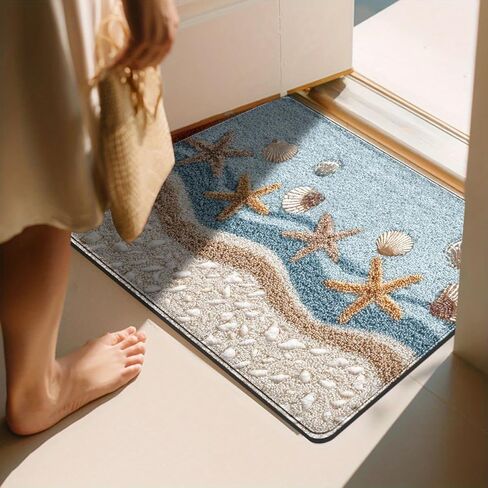 Coastal Starfish Bath Mat, Non-Slip Soft Floor Mat for Bathroom & Bedroom, Beach Theme Home Decor in Saudi Arabia