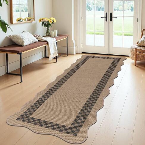 U'Artlines 3'x5' Rugs for Entryway, Non Slip Woven Washable Area Rugs, Indoor Door Mat, Kitchen Mats for Floor, Front Entrance Doormat for Kitchen Hall Porch Bathroom Bedroom Patio Decor (Checked) in Kuwait