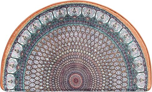 Semi Round Boho Bathmat Sun and Moon Fun Bath Mat Non Slip Washable Bathroom Decor Half Circle Bohemian Home Floor Doormat Semicircle Indoor Rug (Boho Lotus, Short Pile) in Saudi Arabia