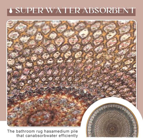 Semi Round Boho Bathmat Sun and Moon Fun Bath Mat Non Slip Washable Bathroom Decor Half Circle Bohemian Home Floor Doormat Semicircle Indoor Rug (Boho Lotus, Short Pile) in Saudi Arabia