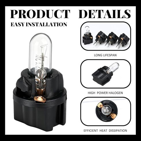 Baquler 40set T5 17 57 86 Halogen Instrument Cluster Bulbs 12v Dashboard Light with Twist Socket Universal Lighting Accessories for Interior Car Dashboard Instrument Gauge Cluster Indicator Lamp Panel in Kuwait