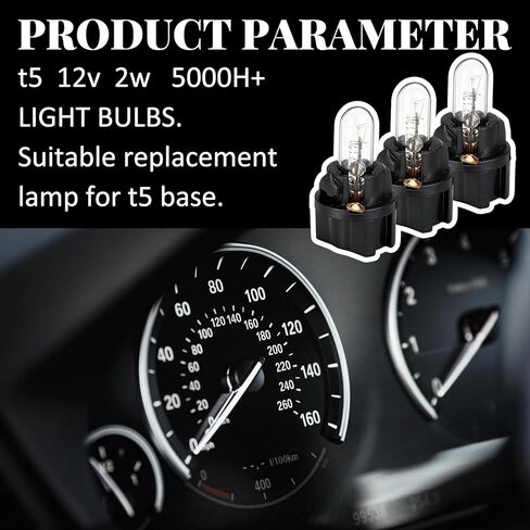 Baquler 40set T5 17 57 86 Halogen Instrument Cluster Bulbs 12v Dashboard Light with Twist Socket Universal Lighting Accessories for Interior Car Dashboard Instrument Gauge Cluster Indicator Lamp Panel in Kuwait