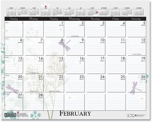 House of Doolittle 12-Month (Jan to Dec): 2026 15 in. x 12 in. Recycled Wild Flower Wall Calendar - White/Multicolor Sheets in Saudi Arabia