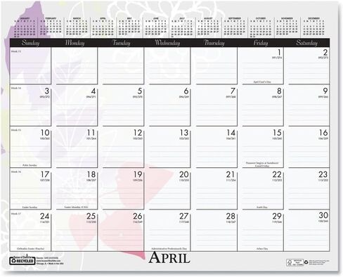 House of Doolittle 12-Month (Jan to Dec): 2026 15 in. x 12 in. Recycled Wild Flower Wall Calendar - White/Multicolor Sheets in Saudi Arabia