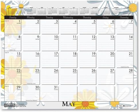 House of Doolittle 12-Month (Jan to Dec): 2026 15 in. x 12 in. Recycled Wild Flower Wall Calendar - White/Multicolor Sheets in Saudi Arabia