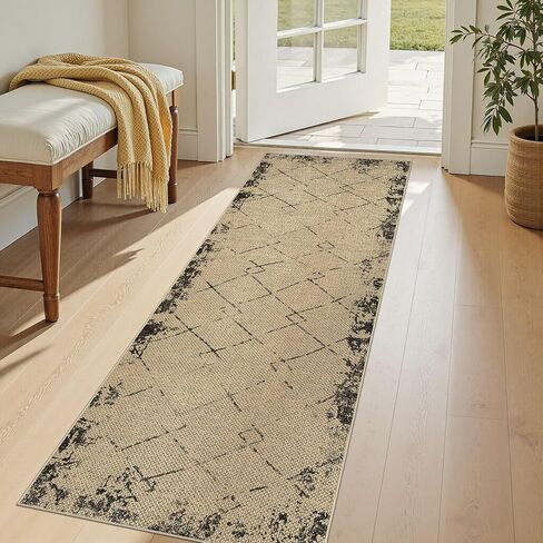 5x7 Jute Rug for Living Room: Farmhouse Carpet Indoor Outdoor Washable Non Slip Area Rug for Bedroom Patio Backyard Dining Room Table Home Office - Geometric Brown in Kuwait