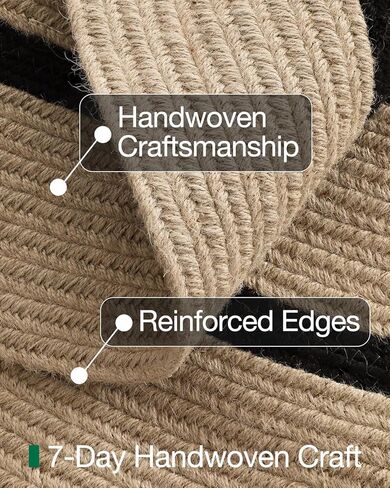 LUMI Jute Area Rug 4ft Round for Living Room, Natural Braided Woven Rugs Non Slip, Neutral Farmhouse Carpets No Shedding, Durable for High Traffic, Dining Room, Indoor, Outdoor, Patio in Saudi Arabia