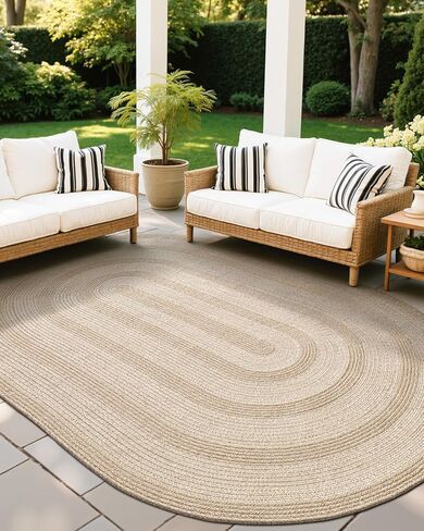 LUMI Jute Area Rug 4ft Round for Living Room, Natural Braided Woven Rugs Non Slip, Neutral Farmhouse Carpets No Shedding, Durable for High Traffic, Dining Room, Indoor, Outdoor, Patio in Saudi Arabia