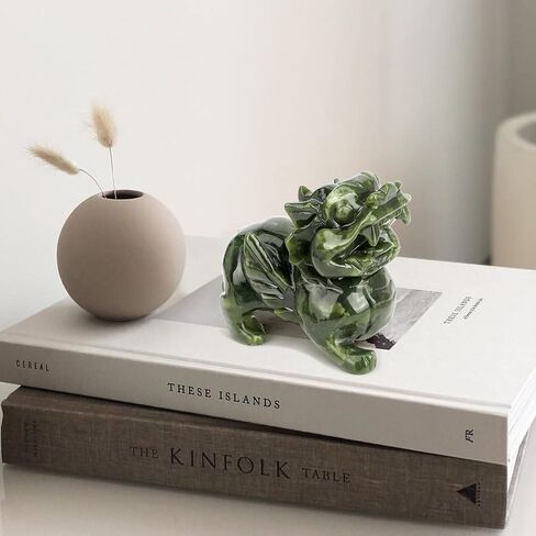 gemshan Green Jade Pi Xiu/Pi Yao Statue - Wealth Guardian with Meticulous Wing/Teeth Detailing | Authentic Jade (Not Resin) | Feng Shui Money Attractor & Evil Warder in Kuwait