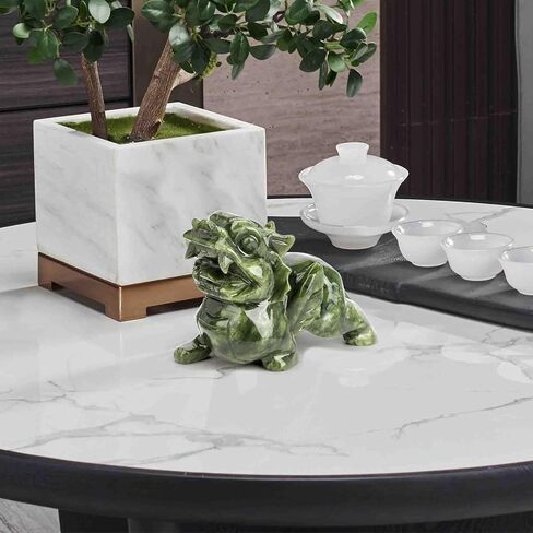 gemshan Green Jade Pi Xiu/Pi Yao Statue - Wealth Guardian with Meticulous Wing/Teeth Detailing | Authentic Jade (Not Resin) | Feng Shui Money Attractor & Evil Warder in Kuwait