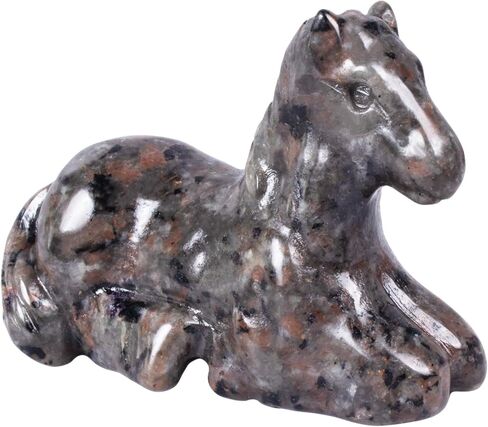 Crystal Horse Figurines, 2.3 Inch Hand Carved Yooperlite Horse Statue for Home Office Desk Decor, Reiki Healing Crystal Animal Sculpture Feng Shui Gifts for 2026 Year of The Horse in Kuwait