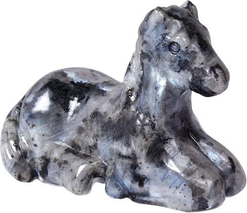 Crystal Horse Figurines, 2.3 Inch Hand Carved Yooperlite Horse Statue for Home Office Desk Decor, Reiki Healing Crystal Animal Sculpture Feng Shui Gifts for 2026 Year of The Horse in Kuwait