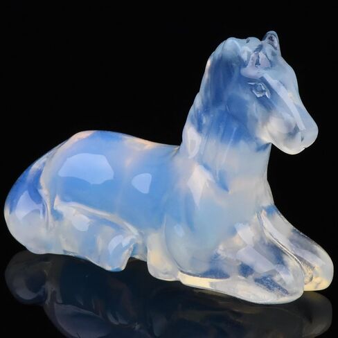 Crystal Horse Figurines, 2.3 Inch Hand Carved Yooperlite Horse Statue for Home Office Desk Decor, Reiki Healing Crystal Animal Sculpture Feng Shui Gifts for 2026 Year of The Horse in Kuwait