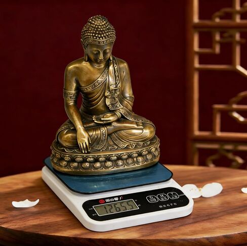 تمثال بوذا الطب النحاسي النقي في الأماكن المغلقة 7.5 بوصة - ديكور روحي معدني عتيق لمذبح منزل غرفة زن ومساحة التأمل - تماثيل بودا الآسيوية المصنوعة ثقيلًا in Kuwait