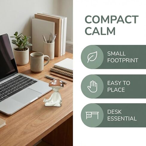 Meditation Mushroom Resin Statue Cute Figurine for Desk Home Office Garden Decor, Tabletop Plant Ornament for Living Room Patio Backyard in Kuwait