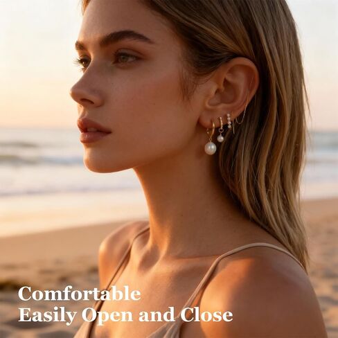 5 Pairs Pearl Huggie Earrings Stacks for Women Gold Dangle Stackable Hoop Earrings Dainty Tassel Chain Multiple Double Piercing Stack Set Statement Jewelry in Saudi Arabia