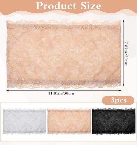 قطعة علوية من الدانتيل، قطعتان من حمالة صدر دانتيل بدون حمالات، حمالة صدر أمامية قابلة للتمدد لفستان منخفض القطع، غطاء فتحة العنق للرقبة المنخفضة، دعم مريح بدون خياطة (أبيض، أسود) in Kuwait