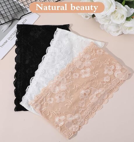 قطعة علوية من الدانتيل، قطعتان من حمالة صدر دانتيل بدون حمالات، حمالة صدر أمامية قابلة للتمدد لفستان منخفض القطع، غطاء فتحة العنق للرقبة المنخفضة، دعم مريح بدون خياطة (أبيض، أسود) in Kuwait