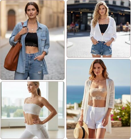 قطعة علوية من الدانتيل، قطعتان من حمالة صدر دانتيل بدون حمالات، حمالة صدر أمامية قابلة للتمدد لفستان منخفض القطع، غطاء فتحة العنق للرقبة المنخفضة، دعم مريح بدون خياطة (أبيض، أسود) in Kuwait