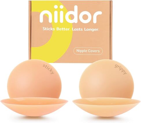 زوجان من أغطية الحلمات اللاصقة وغير اللاصقة من Niidor، فطائر سيليكون غير مرئية قابلة لإعادة الاستخدام، حمالة صدر مستديرة لفستان بدون ظهر in Kuwait