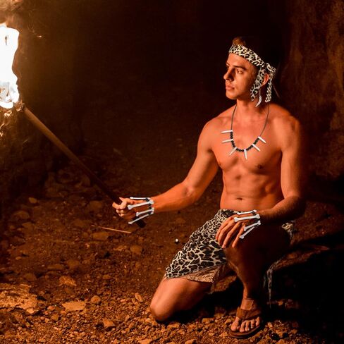 10 Pcs Halloween Caveman Costume Set Leopard Headband Sarong Wrap Skirt Jungle Bone Necklace Caveman Tooth Bone Bracelet Stone Era Teeth Earrings Hair Clips for Halloween Cavewoman Cosplay in Saudi Arabia
