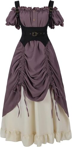 LTAKK Renaissance Dress Women Medieval Costume Off-Shoulder Pirate Steampunk Ren Faire Dresses with Corset 3Pcs in Saudi Arabia