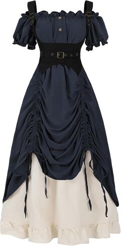 LTAKK Renaissance Dress Women Medieval Costume Off-Shoulder Pirate Steampunk Ren Faire Dresses with Corset 3Pcs in Saudi Arabia