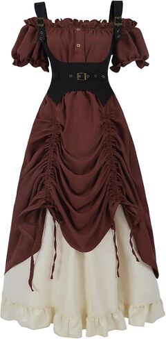 LTAKK Renaissance Dress Women Medieval Costume Off-Shoulder Pirate Steampunk Ren Faire Dresses with Corset 3Pcs in Saudi Arabia
