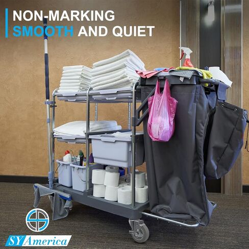 عجلات SY America مقاس 4 بوصات، عجلات صناعية، مجموعة عجلات شديدة التحمل مكونة من 4 عجلات من المطاط اللدن بالحرارة لا تحمل علامات للعربة والأثاث ومنضدة العمل، 2 فرامل و2 صلبة، سعة 1200 رطل in Kuwait