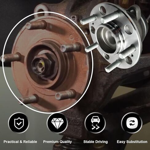 512553 Rear Wheel Bearing and Hub Assembly Set Fit for Hynd Sonata 2015-2019/Tucson 2016-2020/Veloster N 2019-2021/Cadenza Optima Sportage 2017-2020, 5 Lugs w/ABS, Wheel Bearing Hubs Replace# BR930925 in Kuwait
