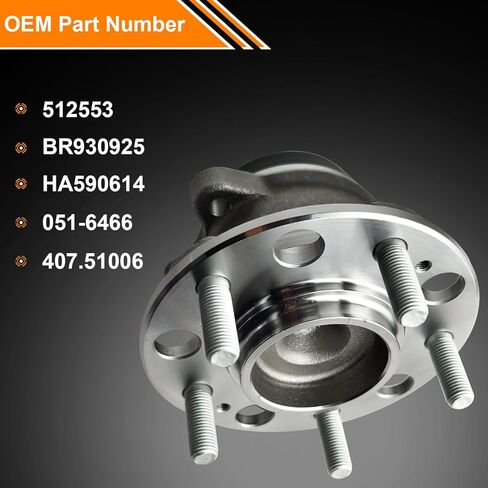 512553 Rear Wheel Bearing and Hub Assembly Set Fit for Hynd Sonata 2015-2019/Tucson 2016-2020/Veloster N 2019-2021/Cadenza Optima Sportage 2017-2020, 5 Lugs w/ABS, Wheel Bearing Hubs Replace# BR930925 in Saudi Arabia