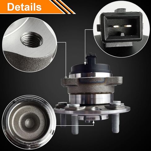 512553 Rear Wheel Bearing and Hub Assembly Set Fit for Hynd Sonata 2015-2019/Tucson 2016-2020/Veloster N 2019-2021/Cadenza Optima Sportage 2017-2020, 5 Lugs w/ABS, Wheel Bearing Hubs Replace# BR930925 in Saudi Arabia