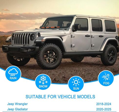 مساحات الزجاج الأمامي CJPPPZIW® - 16 بوصة + 16 بوصة بديلة لـ 2018-2024 Jeep Wrangler/2020-2025 Gladiator، خالية من الخطوط، شفرات ممسحة أمامية برتقالية عالية الجودة لجميع المواسم (مجموعة من 2) in Kuwait