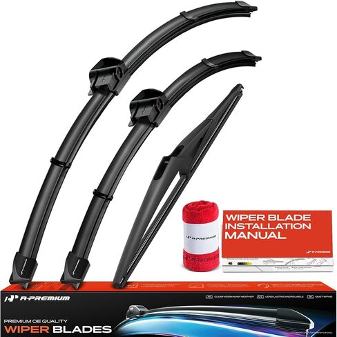 A-Premium 22"+18"+12" Windshield Wiper Blades Compatible with Saturn Astra 2008-2009 - Front Rear Wipers Blade Set for SL/Snap Claw Arm Connector, with Wear Indicator & Towel, Pack of 3 in Saudi Arabia