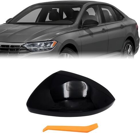 Right Passenger Side Replacement Mirror Cover Compatible with VW Volkswagen Jetta 2019 2020 2021 2022 2023 2024 2025 Side Rearview Mirror Cap Cover Without Turn Signal Light (Glossy Black) in Saudi Arabia