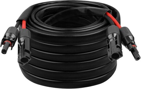 كابل شمسي 10AWG - سلك تمديد للوحة الشمسية بطول 50 قدمًا، سلك PV 10 قياسات مع غطاء حماية مثبطات اللهب موصل مقاوم للماء للإناث والذكور للمركبات الترفيهية والأنظمة الكهروضوئية والألواح الشمسية (50 قدمًا) in Kuwait